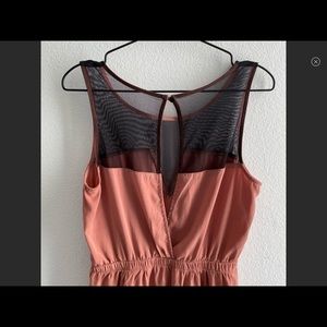 Rose Gold Vneck Mesh Dress